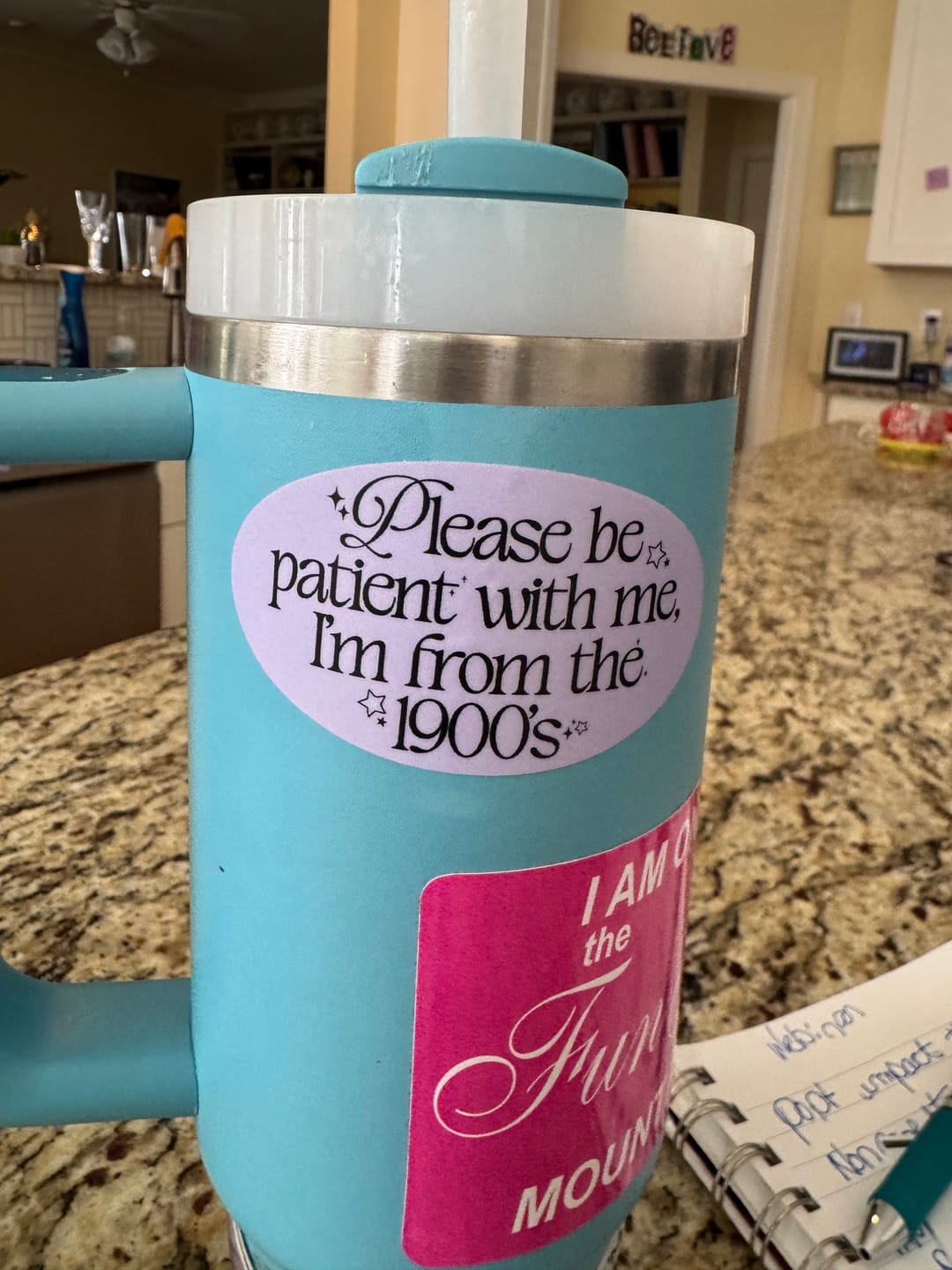 Customer photo review of "Please be patient with me I'm from the 1900s" Text Sticker