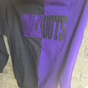 Customer photo review of Custom Glitter Embroidered Two Tone Sweatshirt | Gifts for Sports Mom