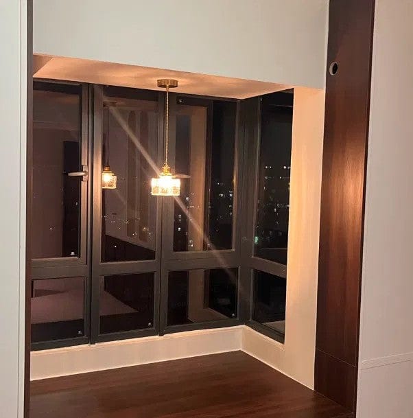 Customer photo review of Vintage 1-Light Hammered Square Water Glass Pendant Light