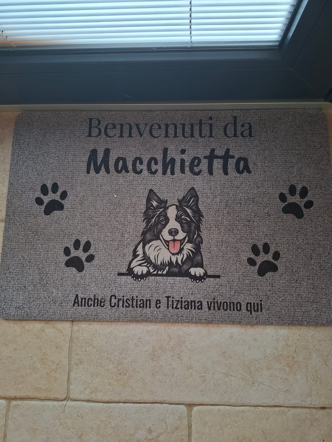 Customer photo review of Benvenuti da – Zerbino personalizzato
