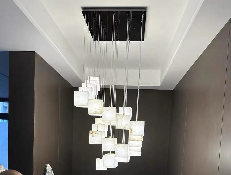 Customer photo review of Ivnoros Alabaster Linear Chandelier with Metal Frame, 6, 8, or 10 Heads