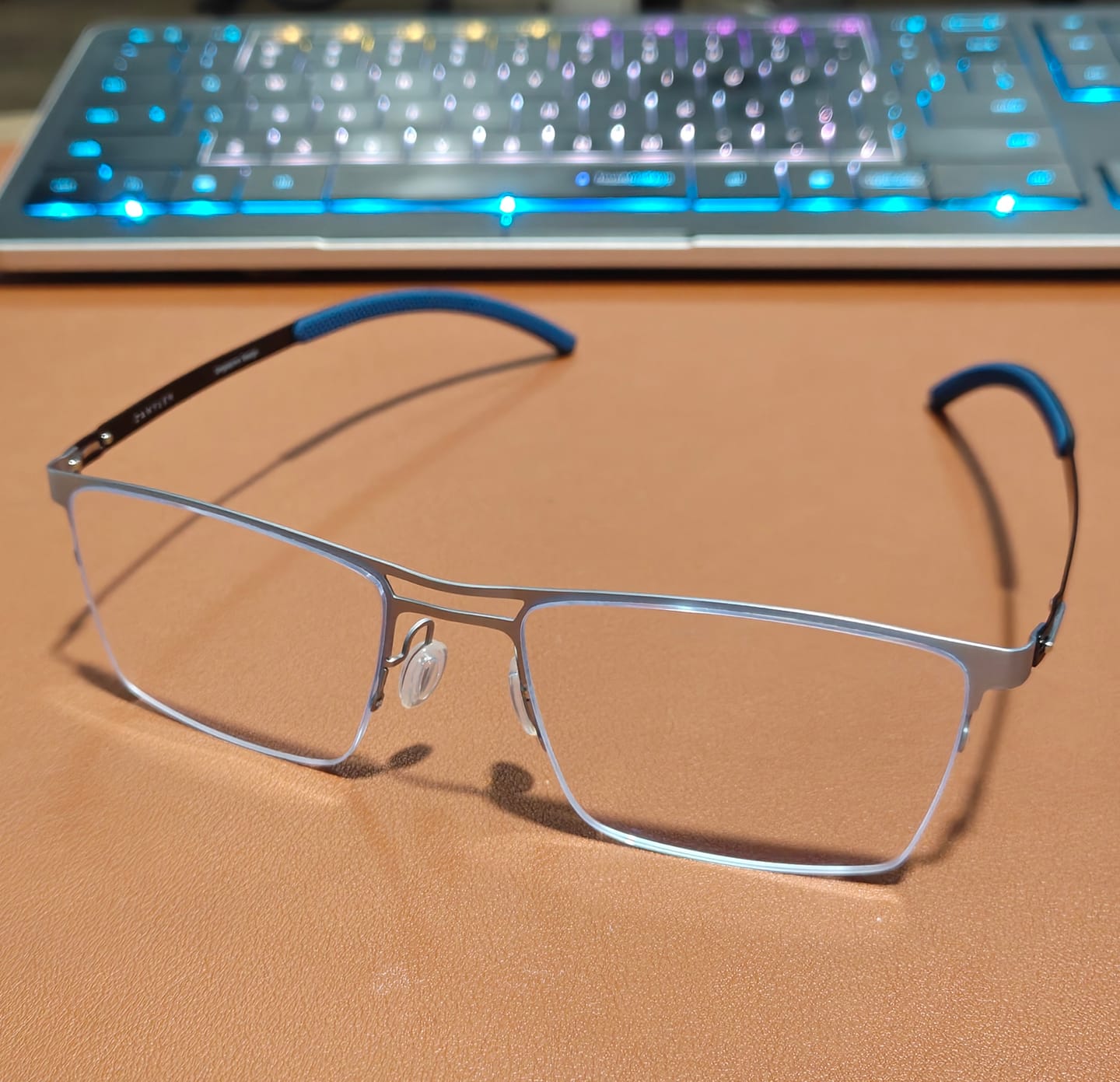Customer photo review of Cedric | Classic Superlight Semi-rimless Double Bridge Titanium Eyeglasses