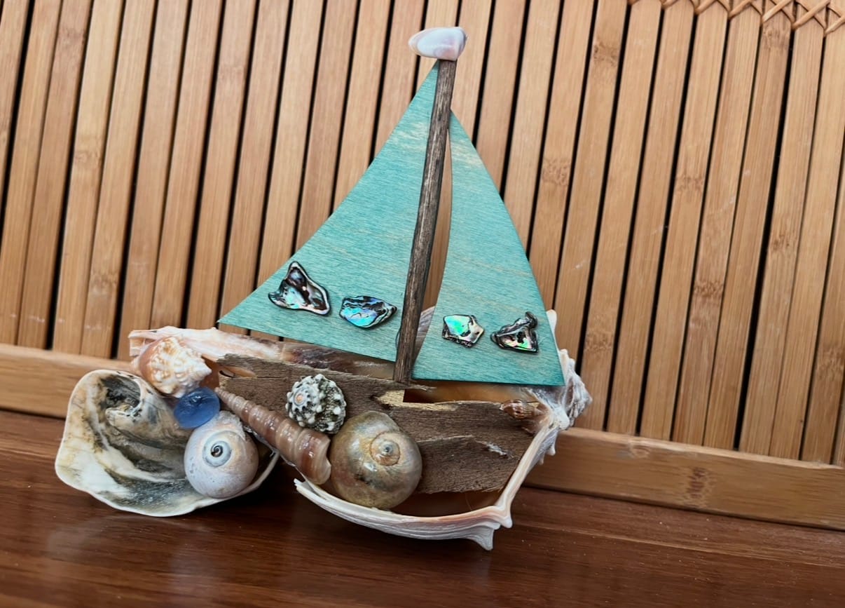 Customer photo review of Unfinished Wood Sailboat Shape - Fishing - Ocean - Craft - up to 46" DIY