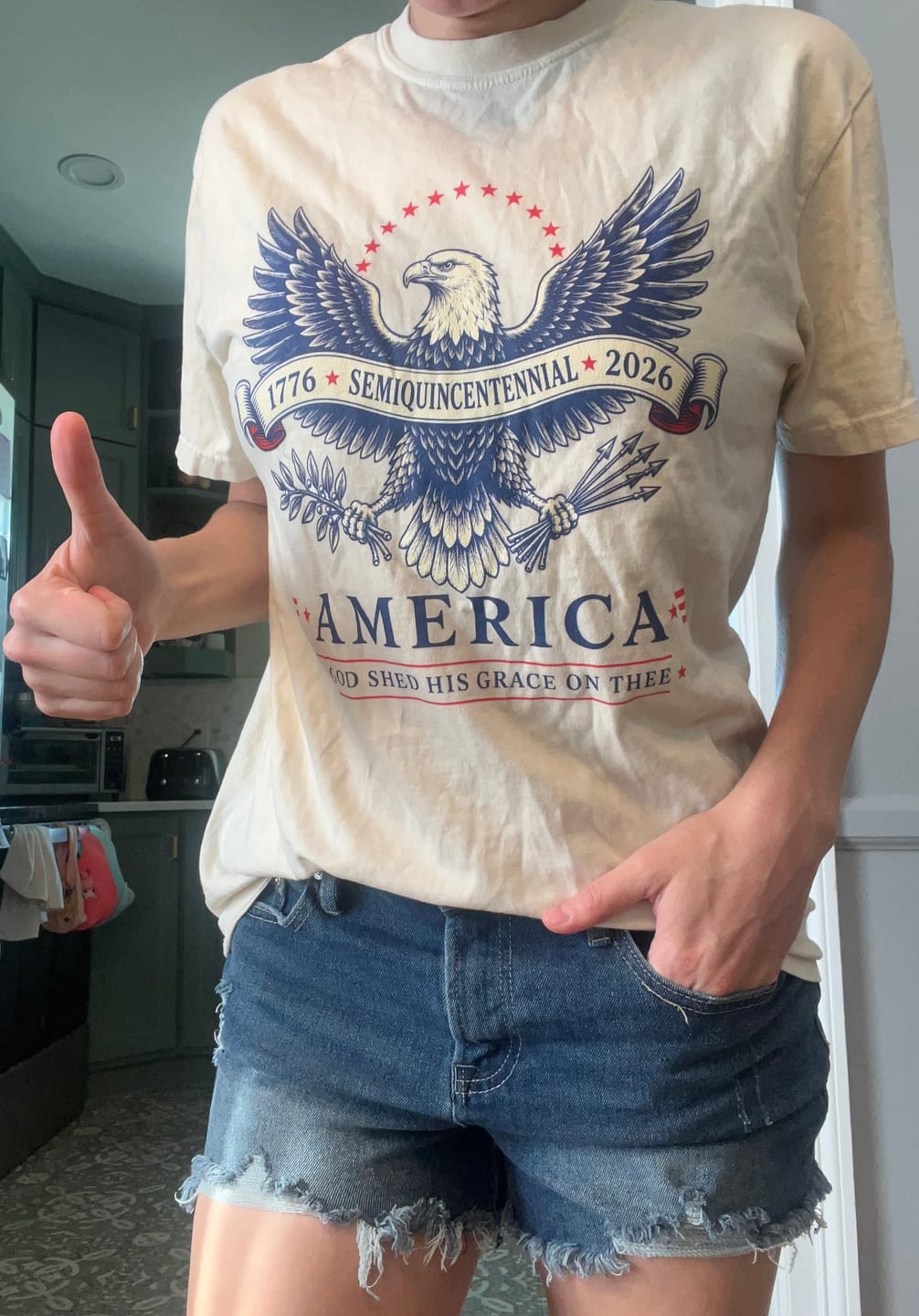 Customer photo review of Semiquincentennial Grace T-Shirt