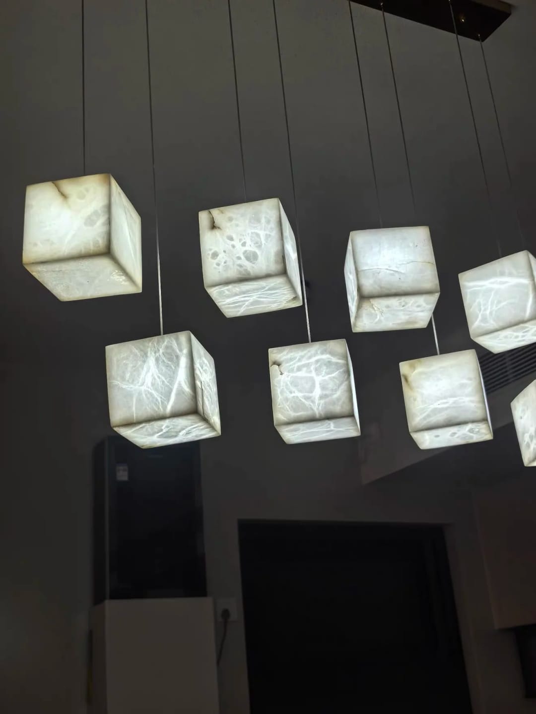 Customer photo review of Ivnoros Alabaster Linear Chandelier with Metal Frame, 6, 8, or 10 Heads