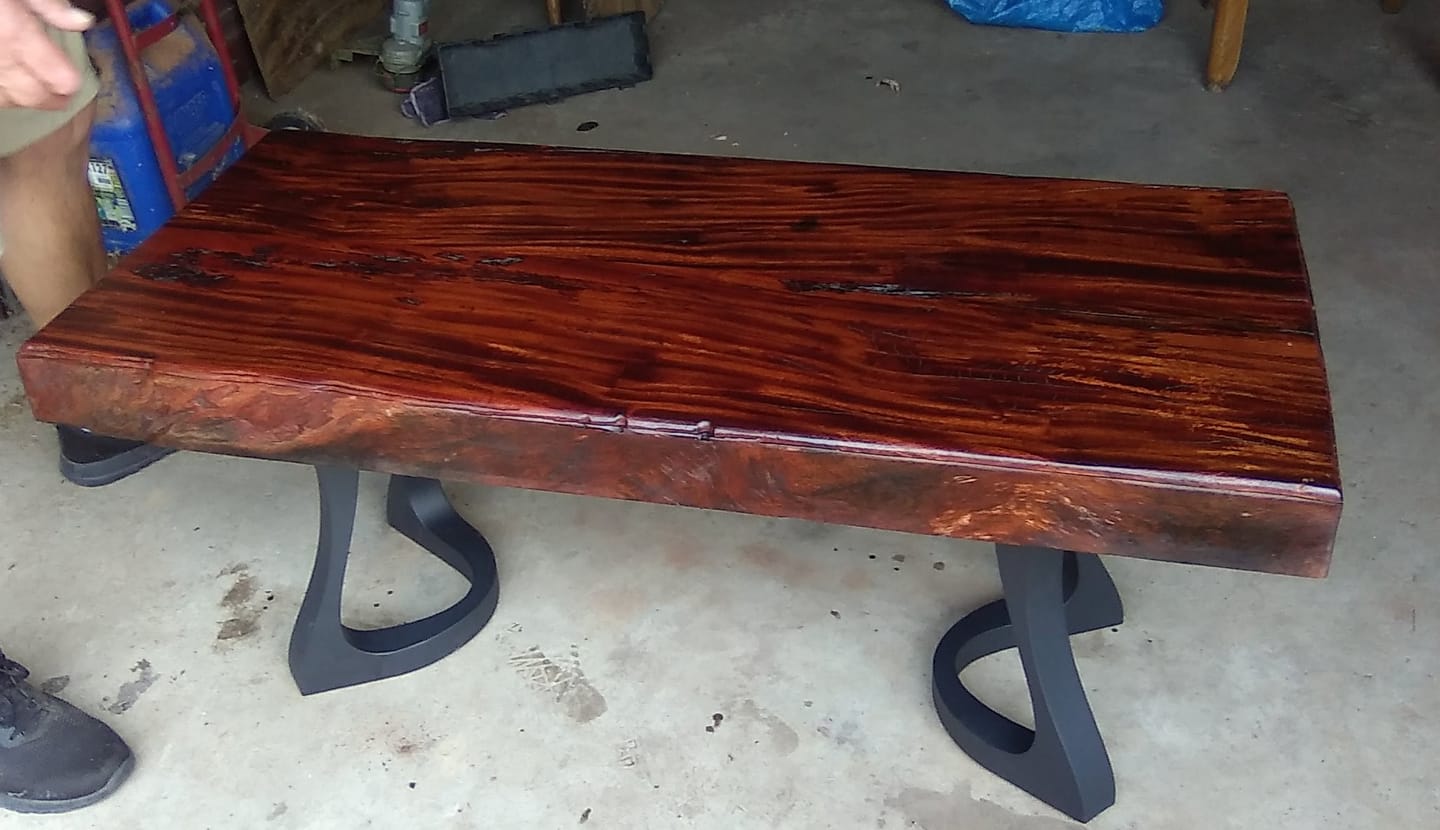 Customer photo review of Bench Legs 117/130 Uzar 16" H for Live Edge Table Top, DIY Projects