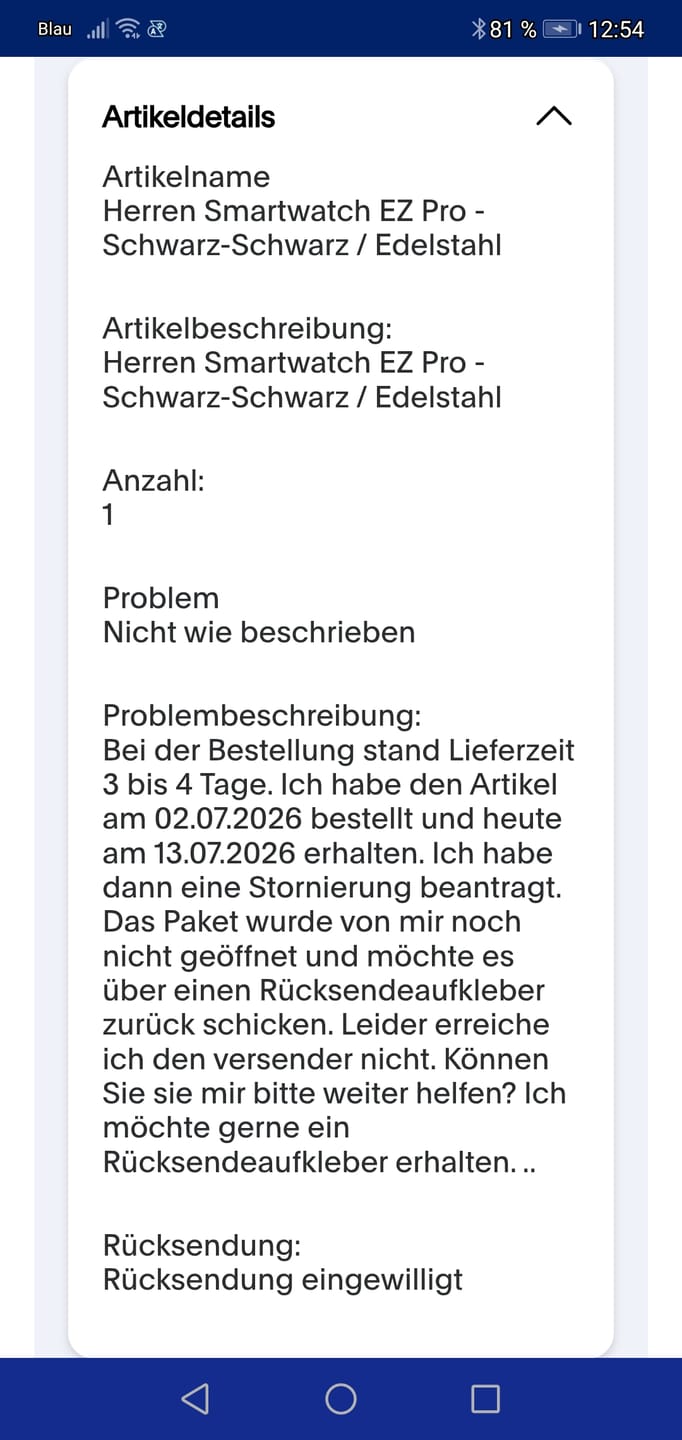 Customer photo review of Herren Smartwatch EZ Pro