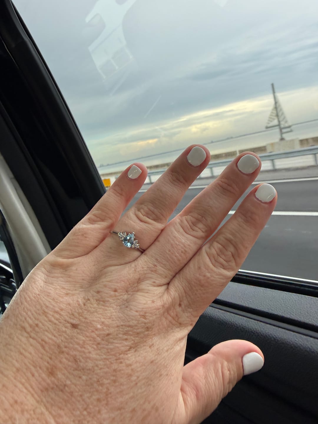 Customer photo review of Vintage 14k White Gold .6ct Aquamarine Diamond Sparkling Pear Ring 7.00