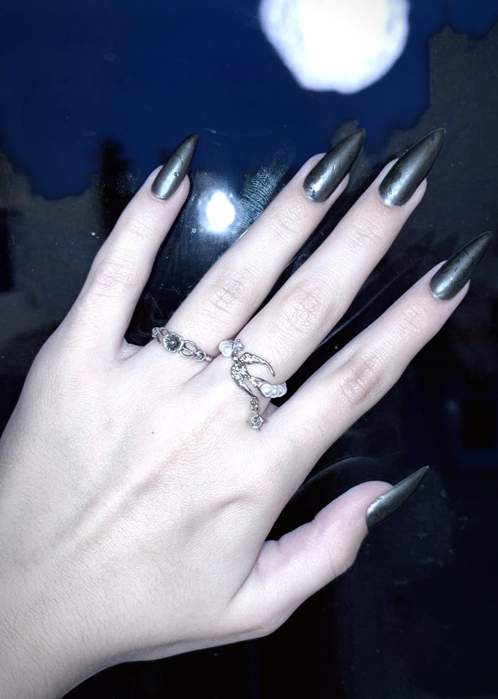 Customer photo review of Winged Grace 925 Sterling Silver Natural Pearls Swallow Adjustable Open Ring™