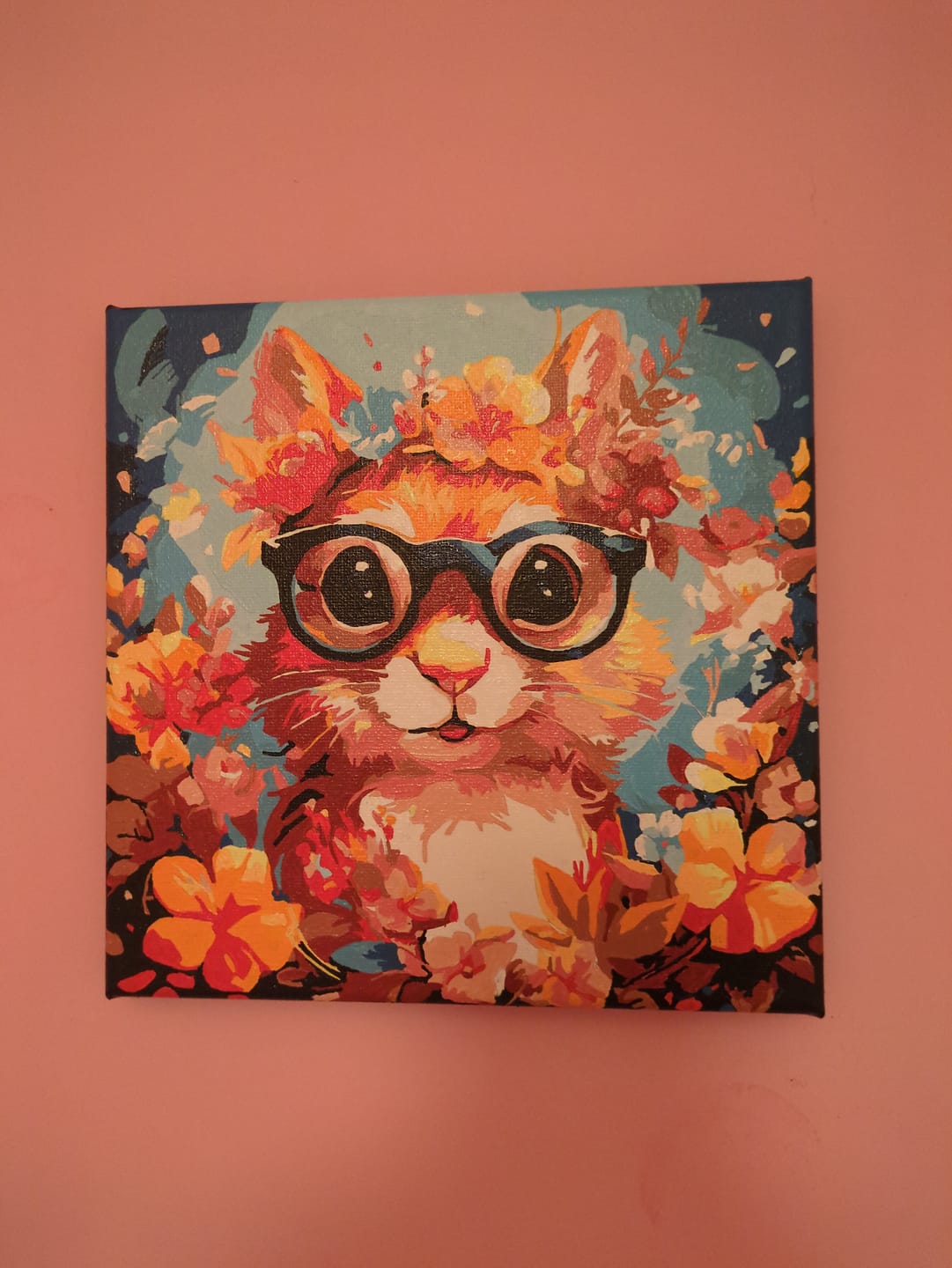 Customer photo review of Mini Peinture par Numéros 20x20cm avec cadre Écureuil fantaisie et fleurs