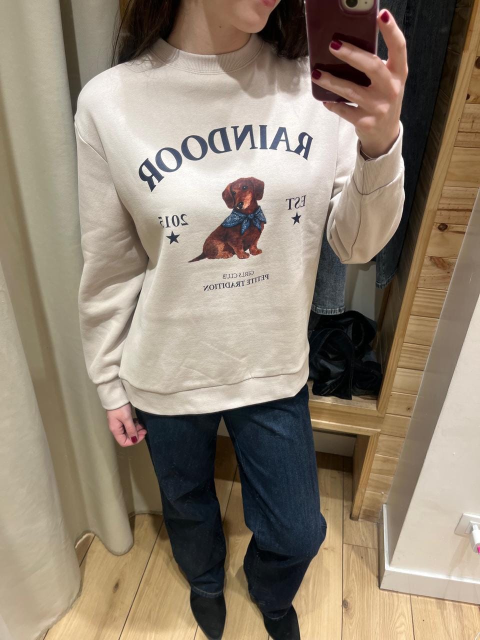 Customer photo review of Polerón Perro Salchicha Ecru
