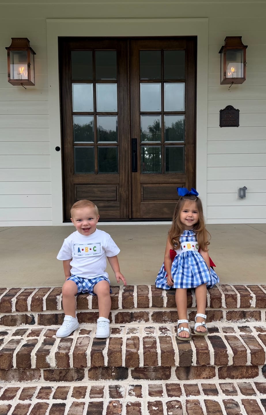 Customer photo review of School Ready Smocked Blue Plaid Beverly Short Set