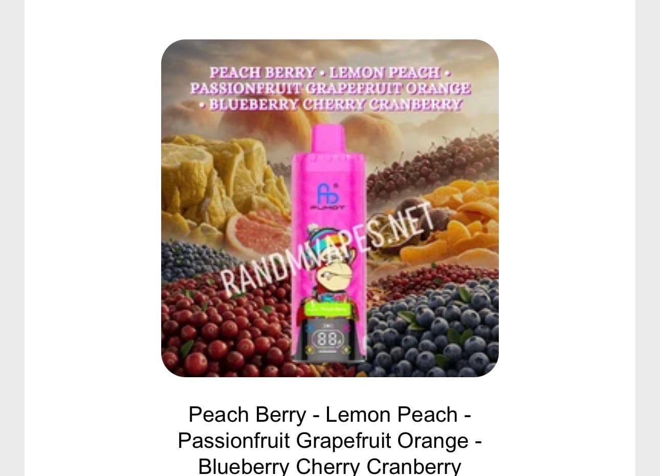 Customer photo review of Peach Berry - Lemon Peach - Passionfruit Grapefruit Orange - Blueberry Cherry Cranberry
