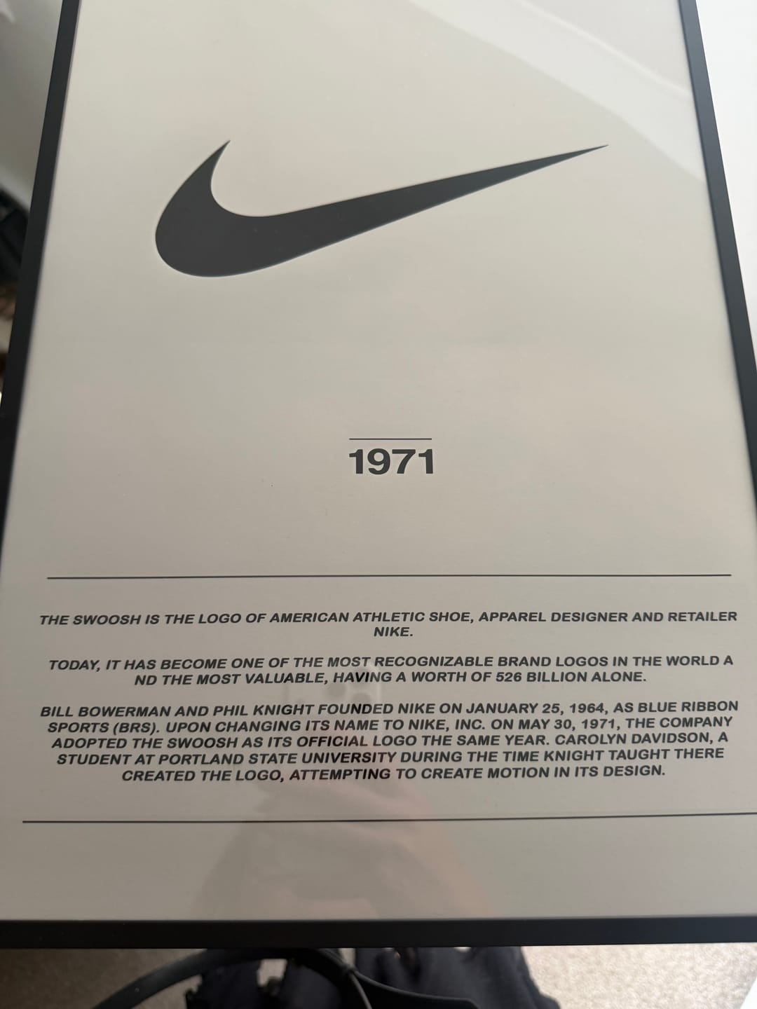 Customer photo review of Nike Swoosh Logo Poster