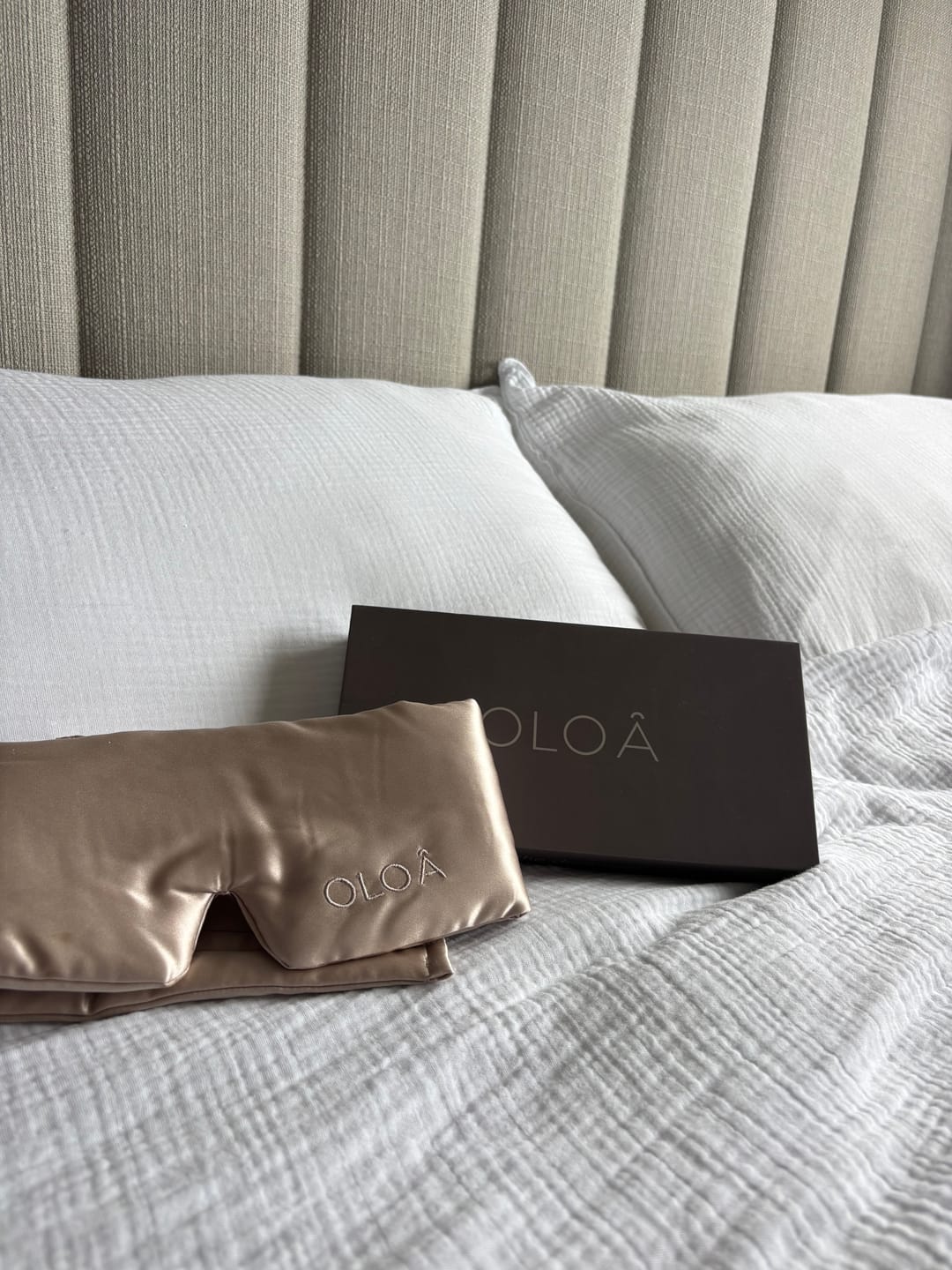 Customer photo review of Rose Gold Silk Sleep Mask