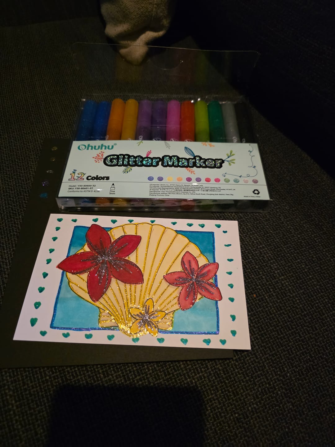 Customer photo review of Ohuhu Glitter Metallic Marker Pens (Europe Only)