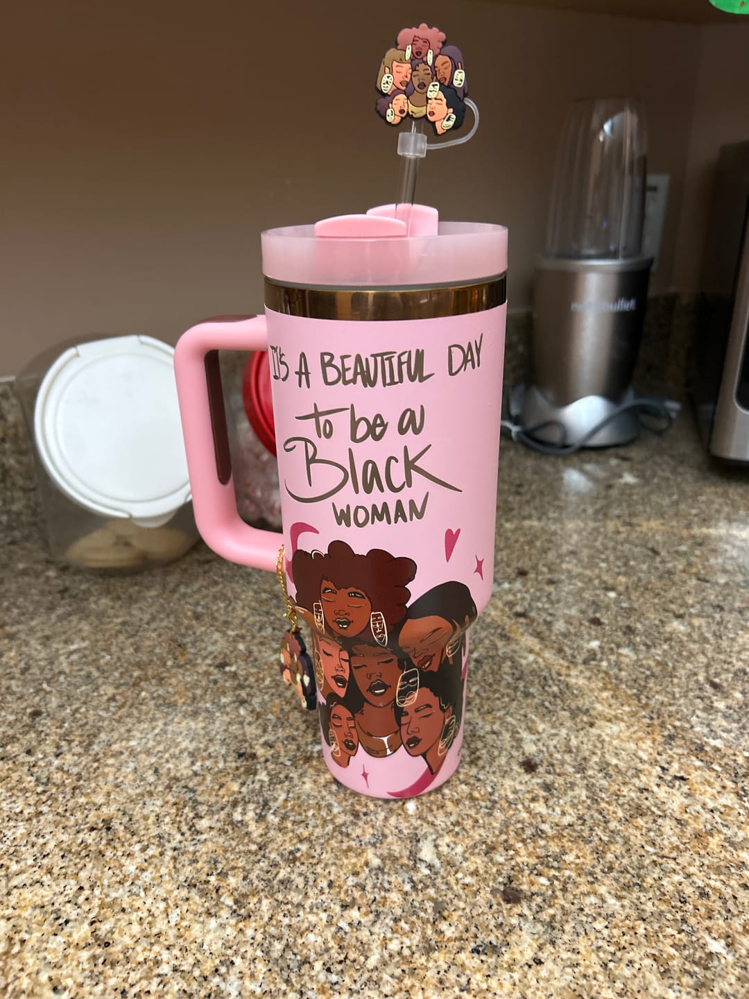 Customer photo review of Limited Edition "Crème Brûlée" Pink FlowSip™ Insulated Tumbler – Pinklomein x Cecilia's House