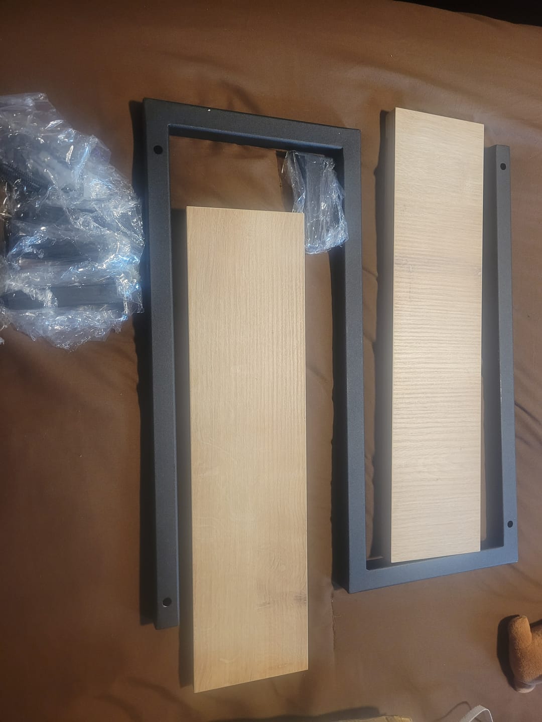 Customer photo review of Wall Mounted 2-Tier Bathroom Shelf with Towel Bar