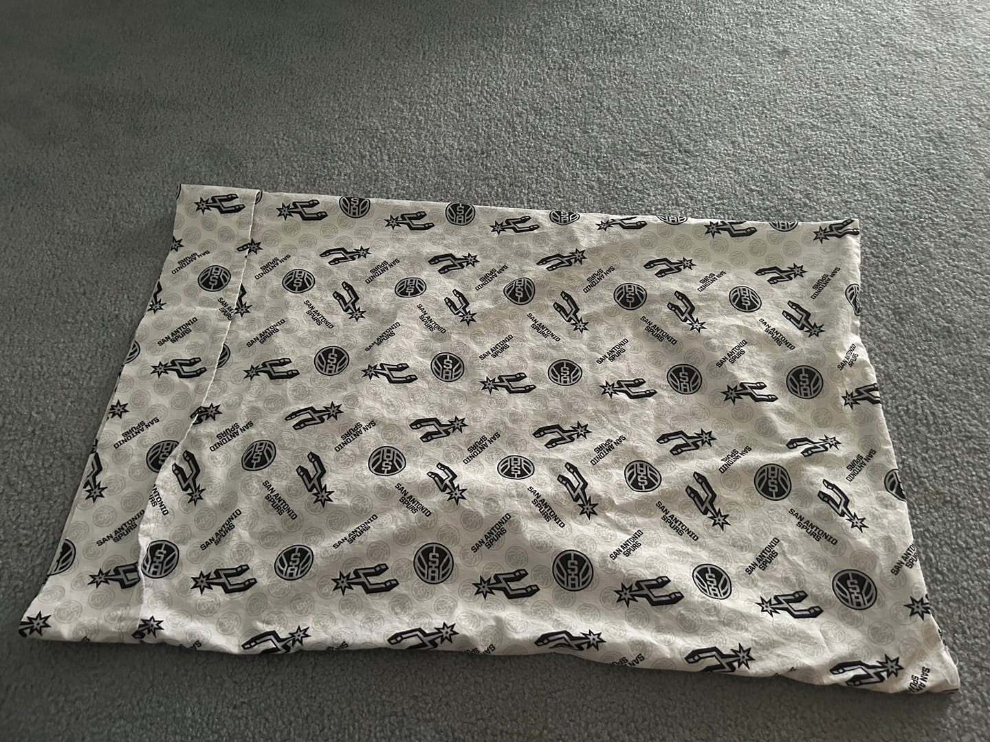 Customer photo review of San Antonio Spurs NBA Basketball White Logo Allover- 43/45" Wide – 100% Cotton