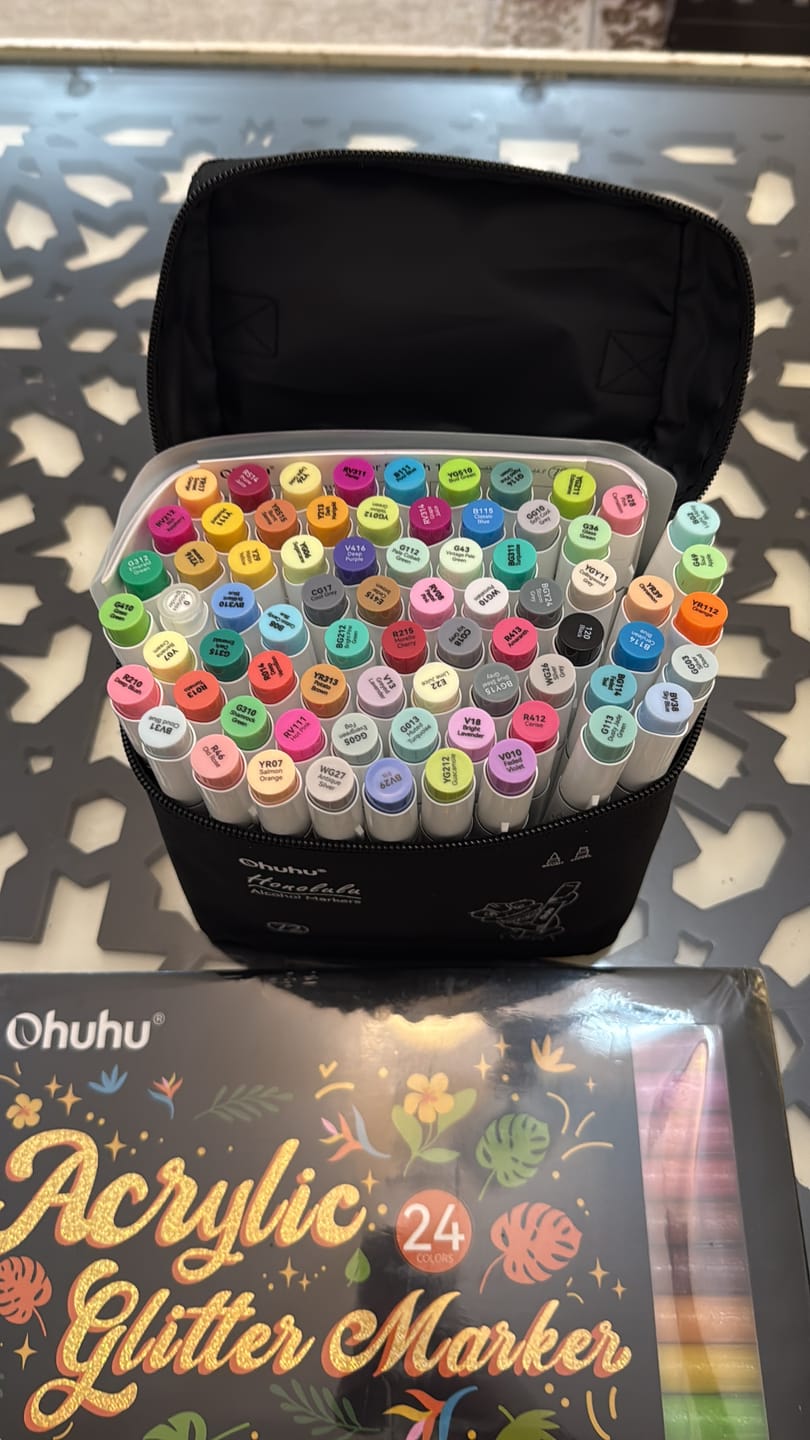 Customer photo review of Ohuhu Honolulu 72 Colors Dual Tips Alcohol Art Markers (New Color Codes)
