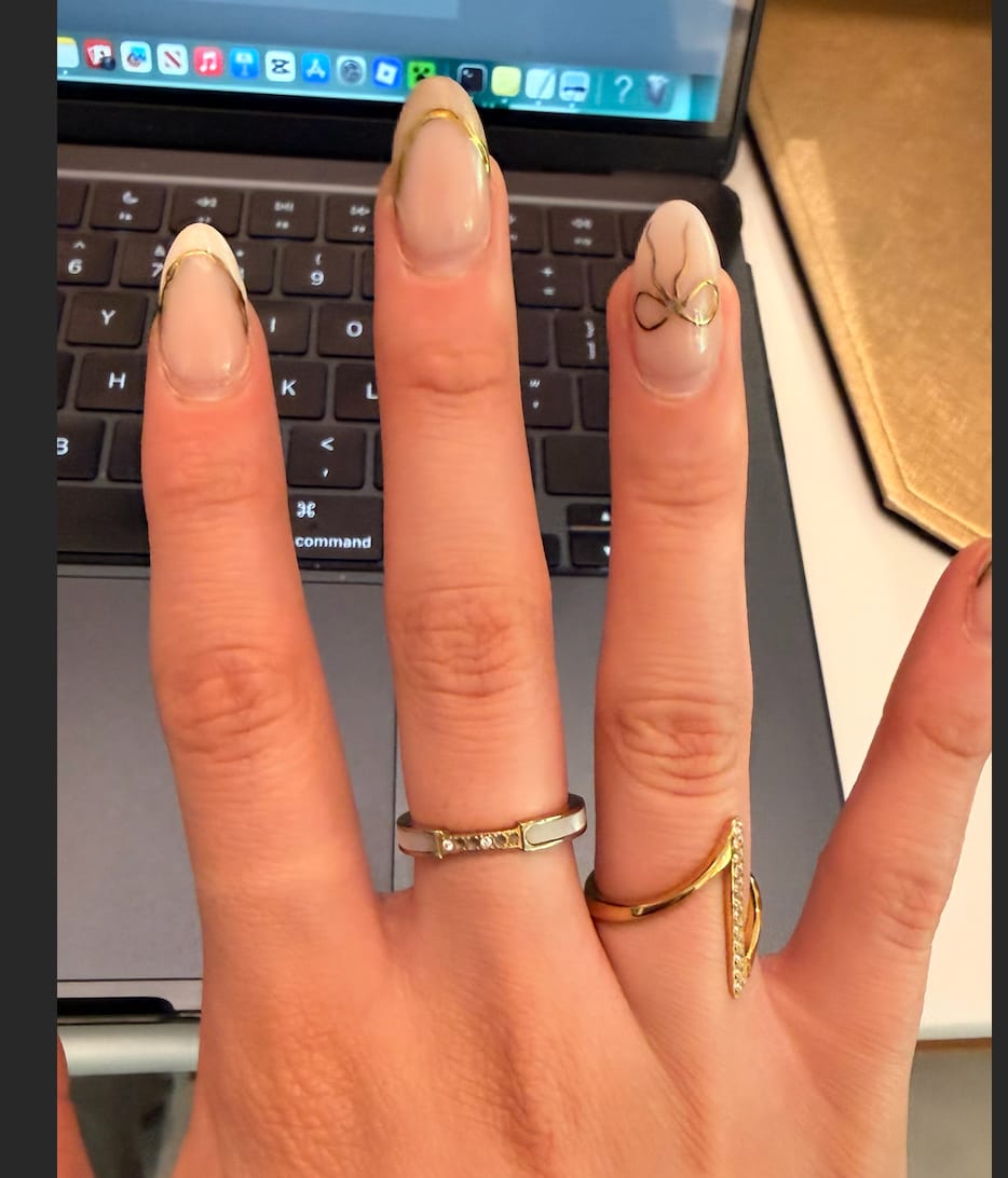 Customer photo review of Mother Of Pearl & Crystal Ring