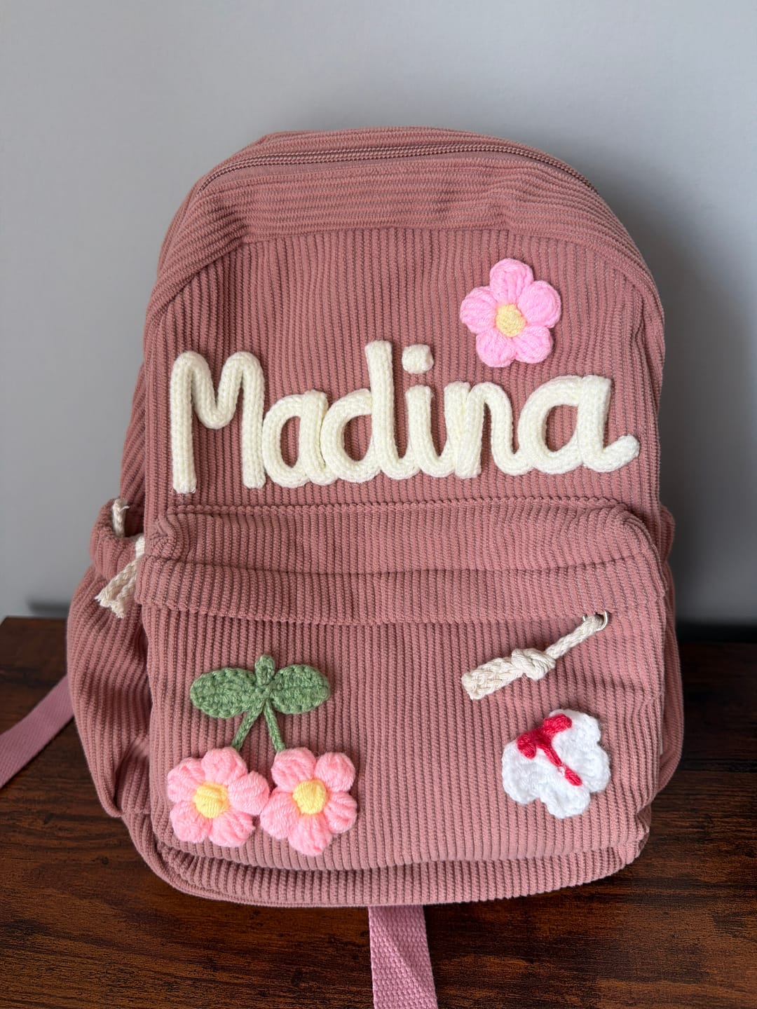 Customer photo review of K&C - Personalized Knitted Backpack