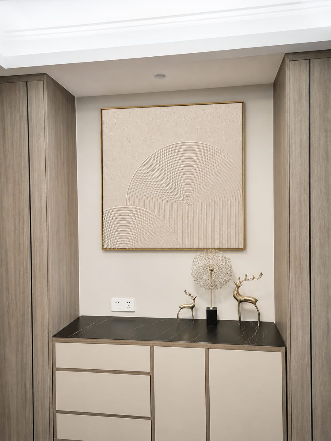 Customer photo review of "Arched Stillness" – Wabi Sabi Cream Geometric Textured Painting