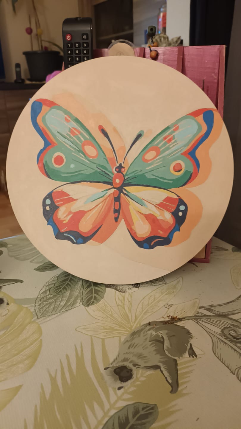 Customer photo review of Peinture par Numéro sur Disque en bois - Papillon