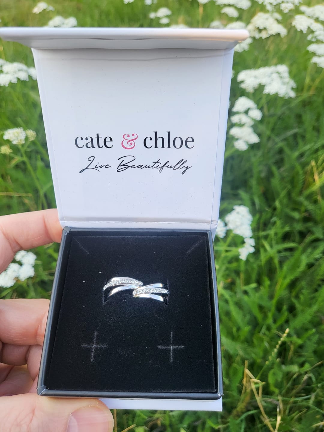 Customer photo review of Bella 18k White Gold Plated 17mm Hoop Earrings with Swarovski Crystals