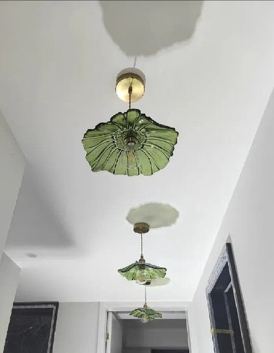 Customer photo review of Traditional Vintage 1-Light Flower Inspired Lotus Glass Pendant Light