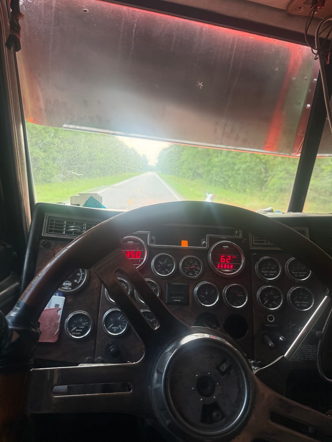 Customer photo review of Rollin low Peterbilt 14" straight flat bottom visor 14 gauge 304 s.s. 379 389 #1005