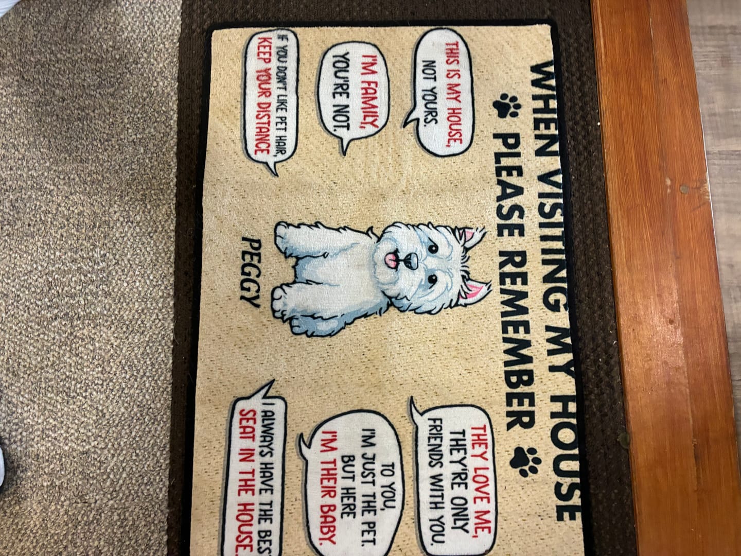 Customer photo review of Visting My House Please Remember, Personalized Doormat, Custom Gift For Dog Lovers