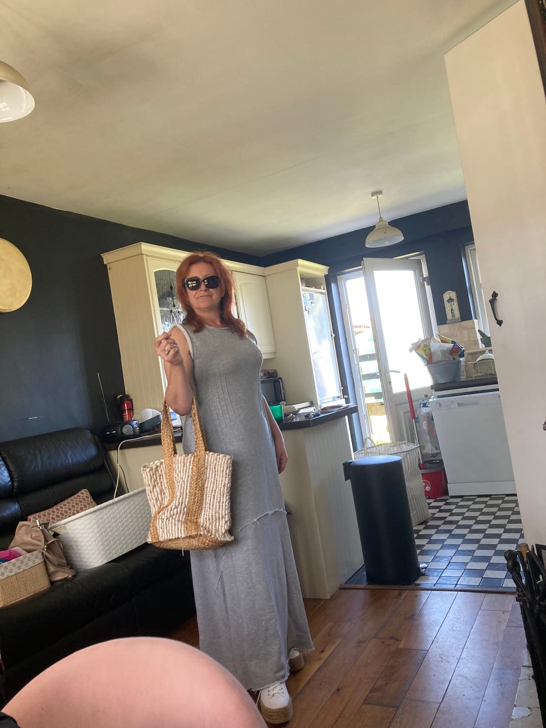 Customer photo review of Relaxed-Fit Grey Maxi Dress
