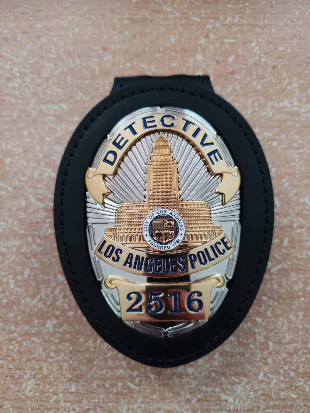 Customer photo review of LAPD Los Angeles Police Detective Badge Solid Copper Replica Movie Props With Number 2516