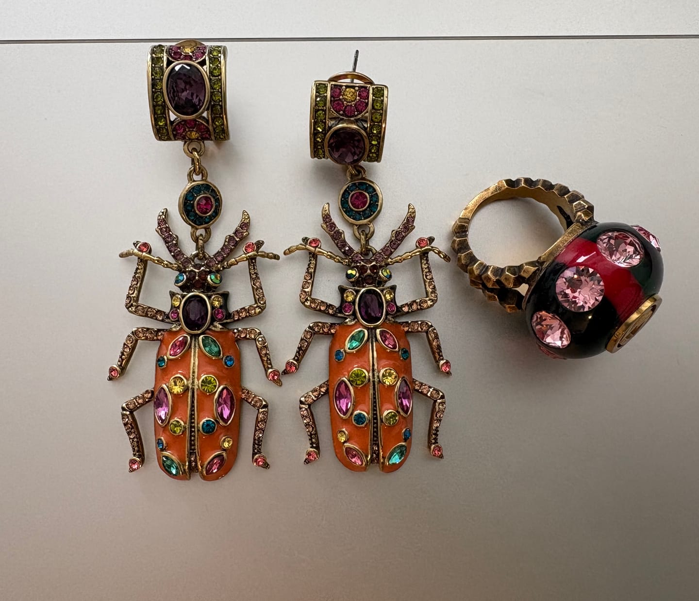 Customer photo review of HEIDI DAUS®"Big Critter" Crystal & Enamel Beetle Earrings