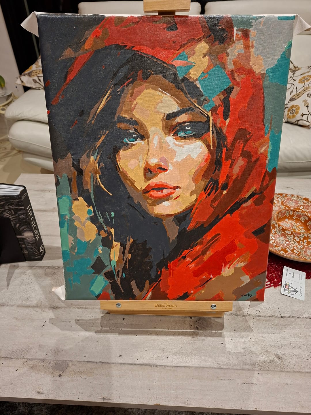 Customer photo review of Femme au foulard rouge