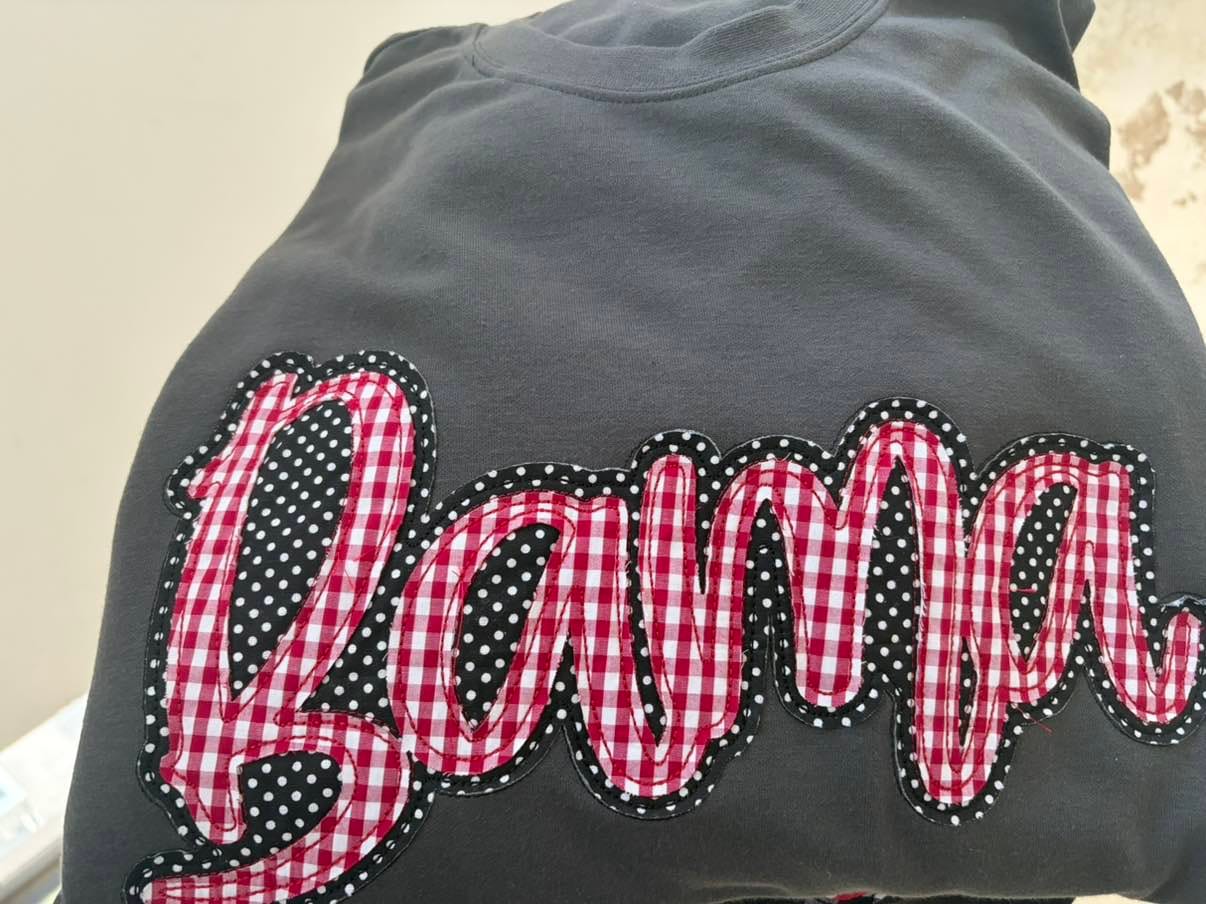 Customer photo review of Custom Embroidered Sweatshirt, Applique Sweatshirt, Gameday Sweatshirt, Sports Apparel, Spirit Wear