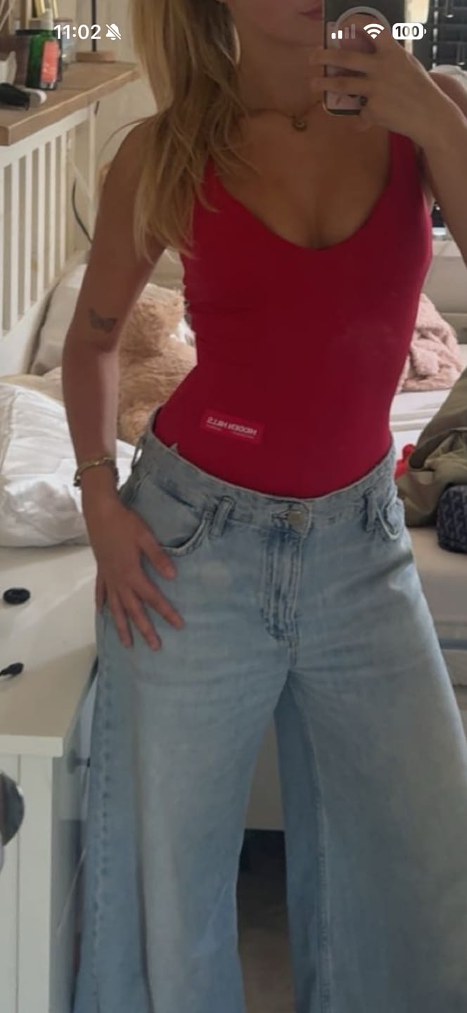 Customer photo review of LABEL BODYSUIT RASPBERRY RED
