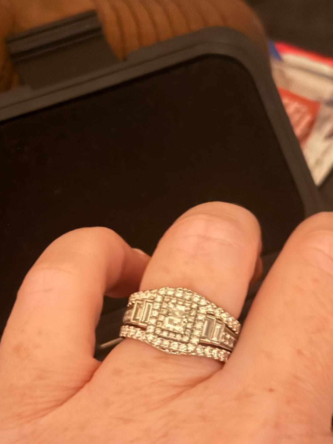 Customer photo review of Pavé Full Eternity Round Cut Enhancer Wedding Band