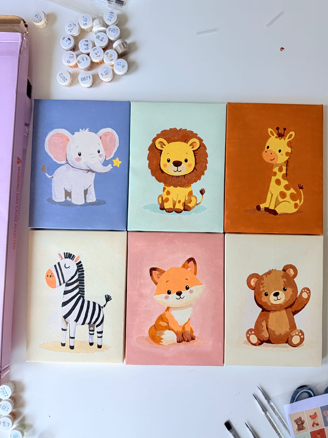 Customer photo review of 6 Mini Paintings - Safari Friends Set