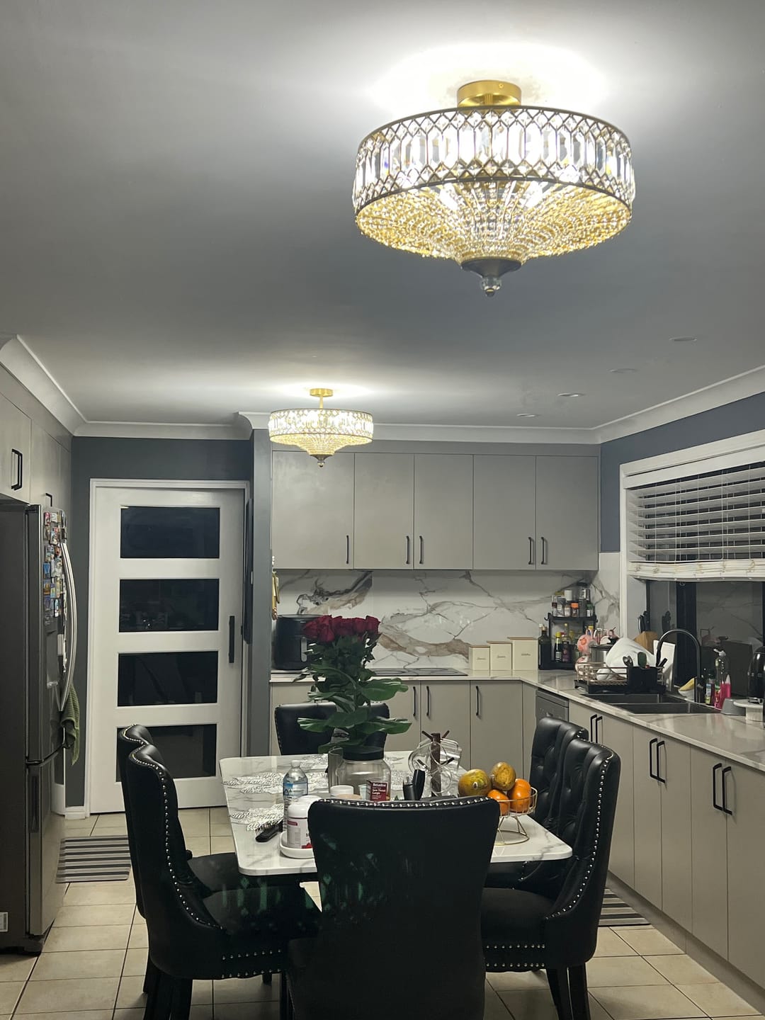 Customer photo review of 6-Light Glam Drum Semi Flush Mount With Crystal For Aisle Porch