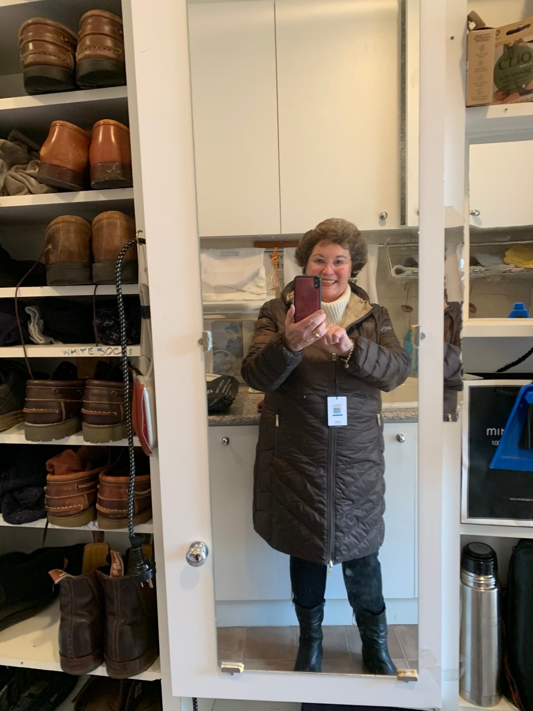 Customer photo review of Arnie Reversible Puffer Down Coat - Chocolate/Palomino
