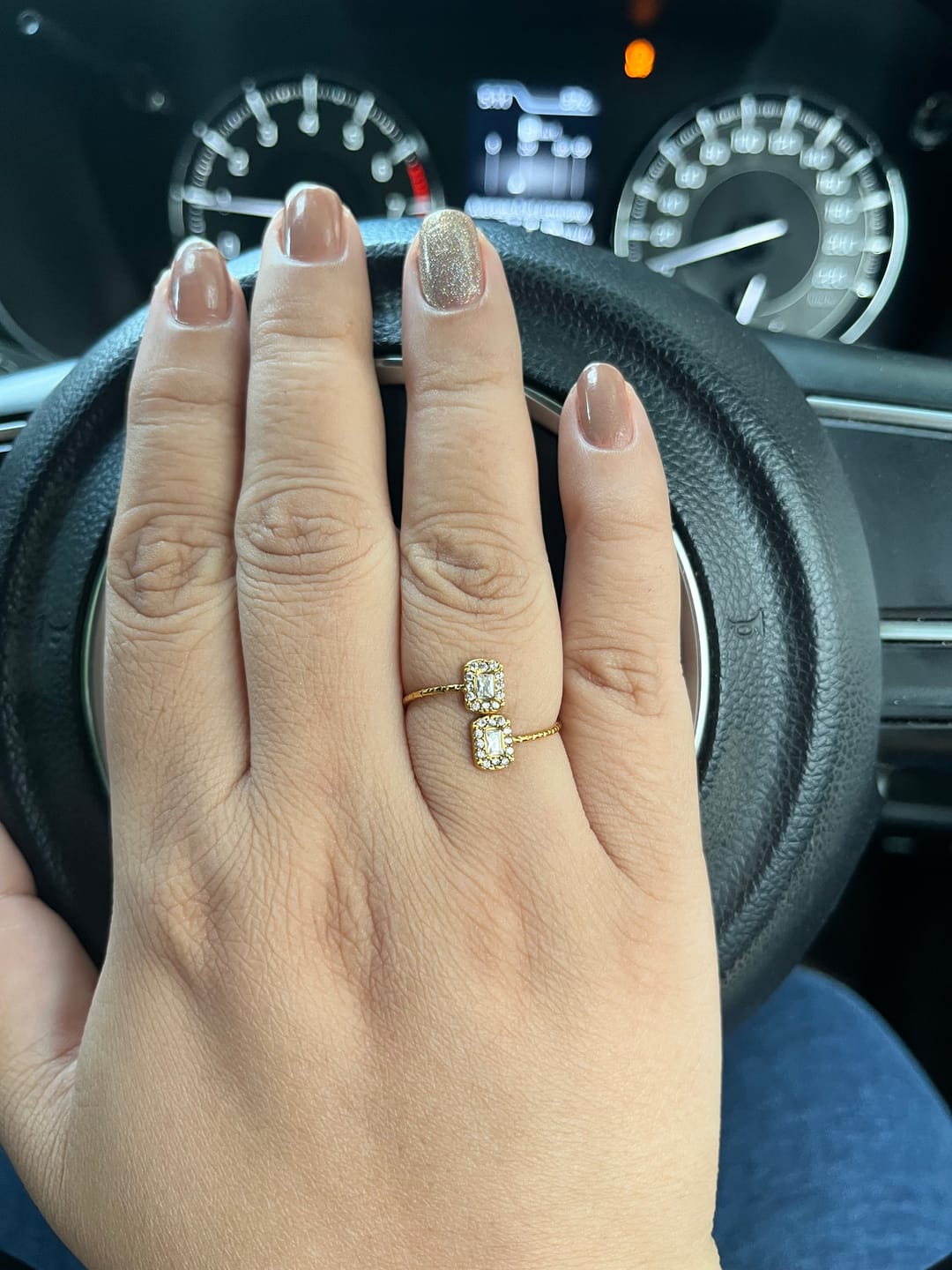 Customer photo review of Celestial Crystal Bar Ring