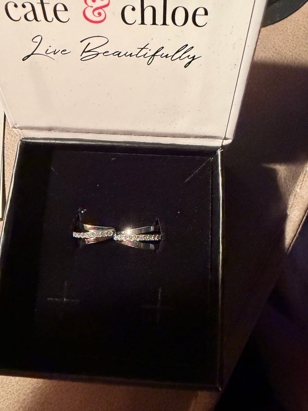 Customer photo review of Bella 18k White Gold Plated 17mm Hoop Earrings with Swarovski Crystals