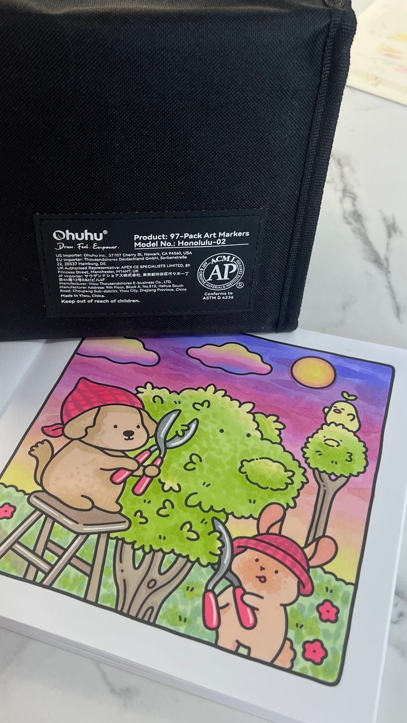 Customer photo review of Ohuhu Honolulu 96 Pastel Colors Alcohol Art Markers - Sweetness & Blossoming (New Color Codes)