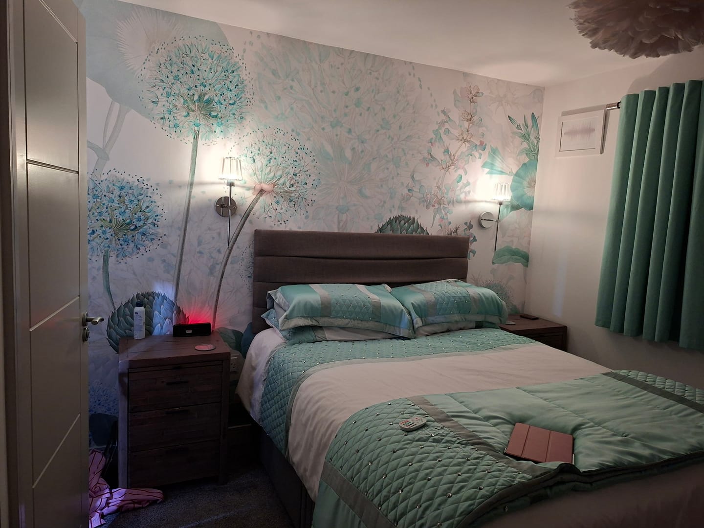 Customer photo review of Blue Wild Meadow - Blue, Green and White Watercolour Floral Wallpaper Mural