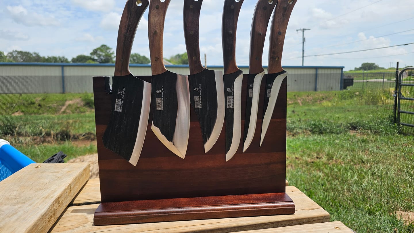 Customer photo review of 9-Piece Hand Forged Butcher Knife Set with Magnetic Block