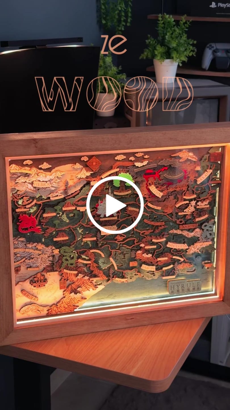 Customer video review of THE LANDS OF HYRULE FRAMED 3D WOOD MAP