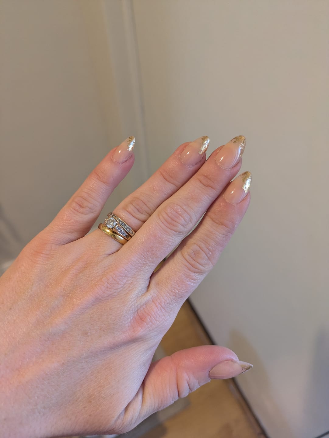 Customer photo review of Gold foil french instant manicure kit.