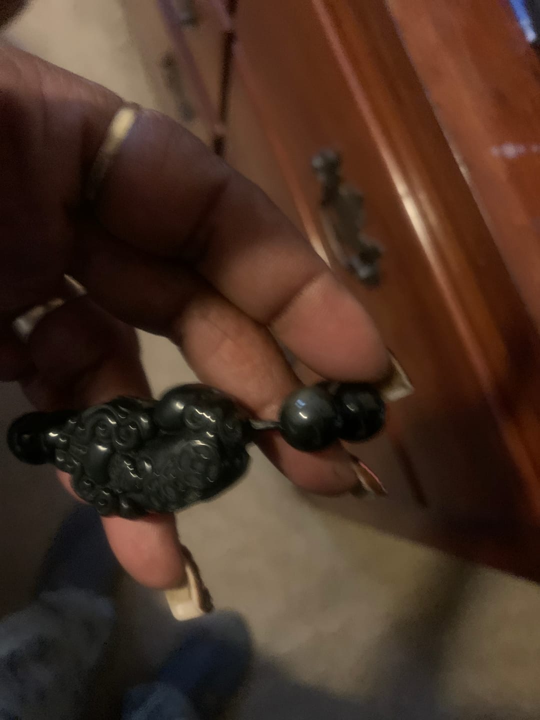 Customer photo review of Black Obsidian Pi Yao Wealth & Protection Bracelet